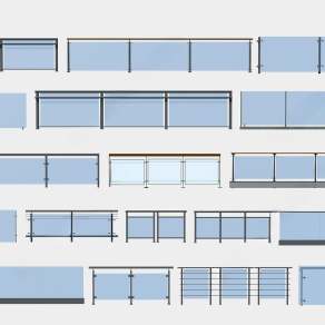 现代玻璃栏杆3D模型下载